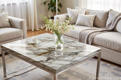 solid white Marble cocktail table