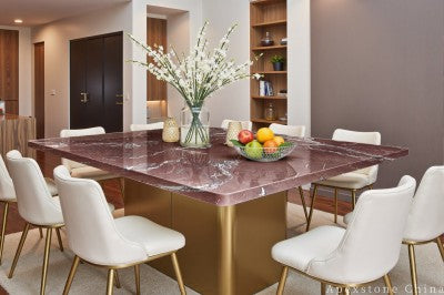 round red Quartzite dining table
