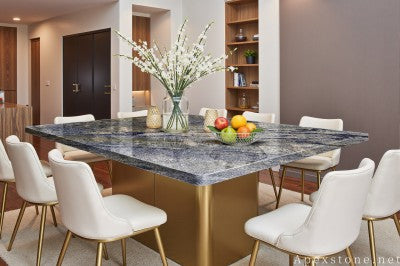 vintage blue Granite dining table