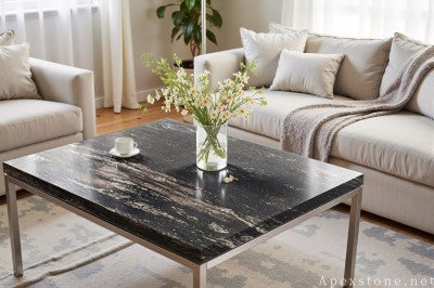 round black Granite cocktail table