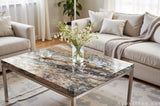 round blue Granite cocktail table
