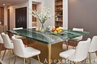 with drawer green Quartzite dining table